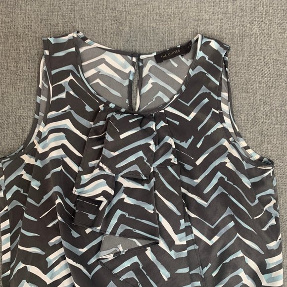 The Limited Sleeveless Blouse Small Ruffled Layered in Front Abstract Art Print - Picture 2 of 13